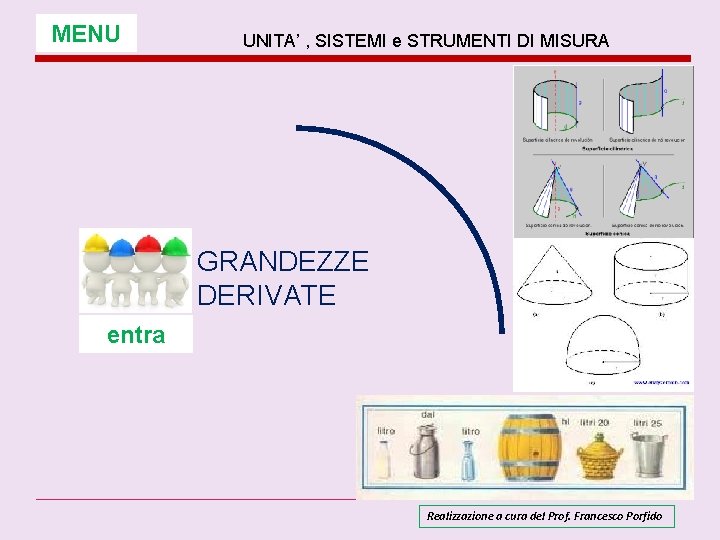 MENU UNITA’ , SISTEMI e STRUMENTI DI MISURA GRANDEZZE DERIVATE entra Realizzazione a cura MENU UNITA’ , SISTEMI e STRUMENTI DI MISURA GRANDEZZE DERIVATE entra Realizzazione a cura