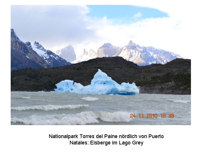 Nationalpark Torres del Paine nördlich von Puerto Natales: Eisberge im Lago Grey 