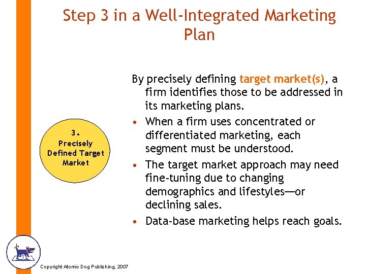 Step 3 in a Well-Integrated Marketing Plan 3. Precisely Defined Target Market Copyright Atomic