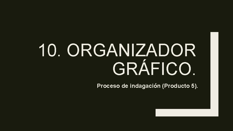 10. ORGANIZADOR GRÁFICO. Proceso de indagación (Producto 5). 