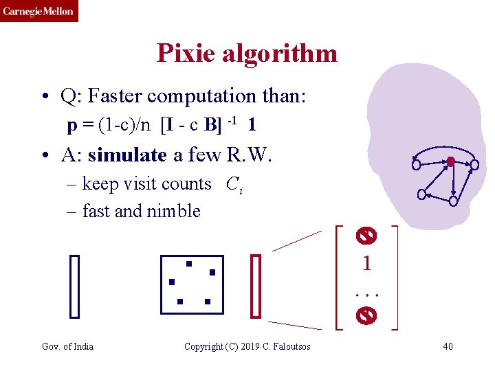 CMU SCS Pixie algorithm • Q: Faster computation than: p = (1 -c)/n [I