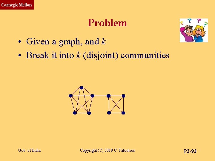 CMU SCS Problem • Given a graph, and k • Break it into k