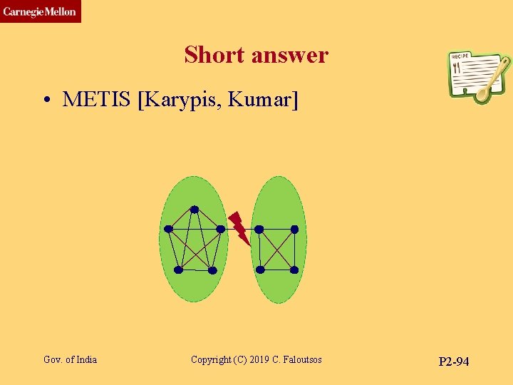 CMU SCS Short answer • METIS [Karypis, Kumar] Gov. of India Copyright (C) 2019