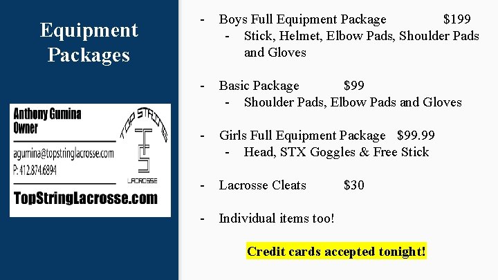Equipment Packages - Boys Full Equipment Package $199 - Stick, Helmet, Elbow Pads, Shoulder