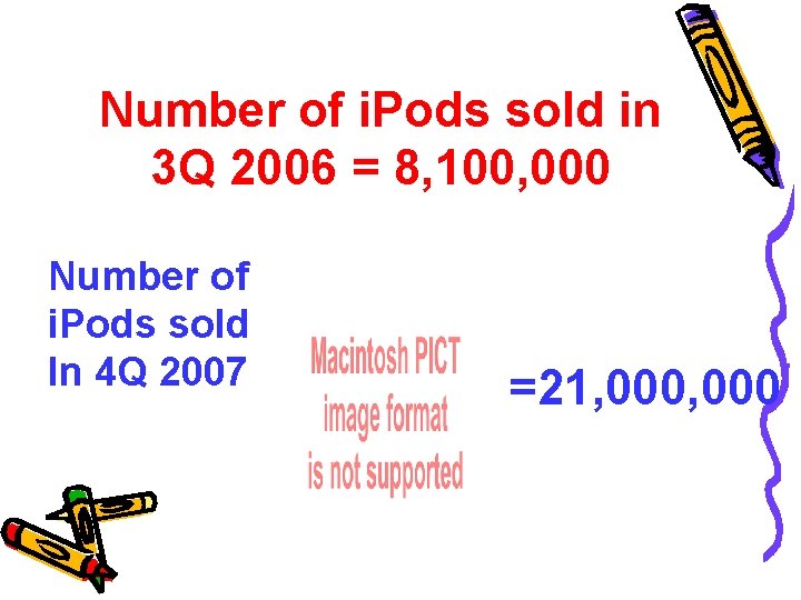 Number of i. Pods sold in 3 Q 2006 = 8, 100, 000 Number