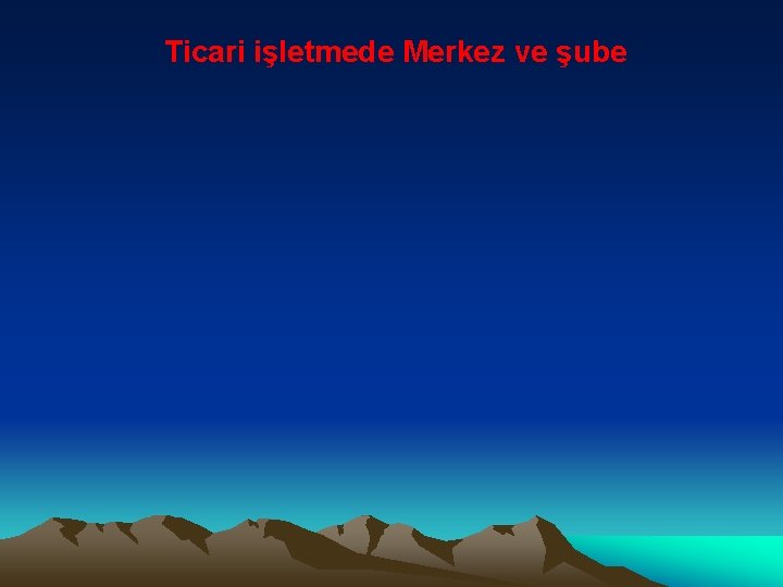 Ticari işletmede Merkez ve şube 