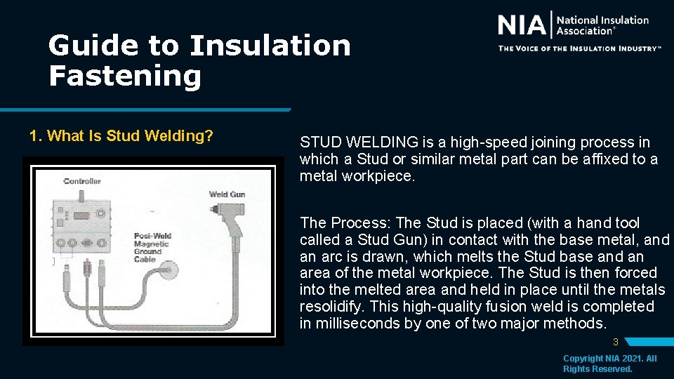 Guide to Insulation Fastening 1. What Is Stud Welding? STUD WELDING is a high-speed