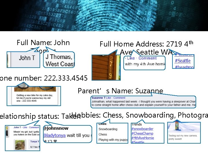 Full Name: John Thomas Full Home Address: 2719 4 th Ave, Seattle WA one