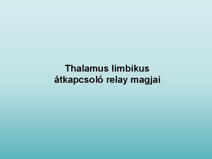 Thalamus limbikus átkapcsoló relay magjai 