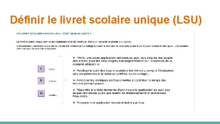 Définir le livret scolaire unique (LSU) 