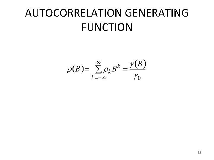 AUTOCORRELATION GENERATING FUNCTION 32 