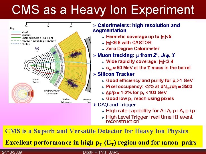 CMS as a Heavy Ion Experiment Calorimeters: high resolution and segmentation Hermetic coverage up