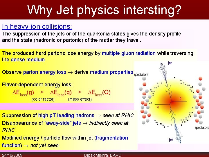 Why Jet physics intersting? In heavy-ion collisions: The suppression of the jets or of