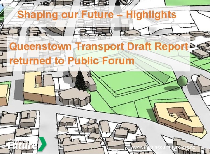 Shaping our Future – Highlights Queenstown Transport Draft Report returned to Public Forum www.