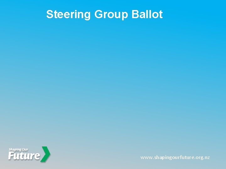 Steering Group Ballot www. shapingourfuture. org. nz 