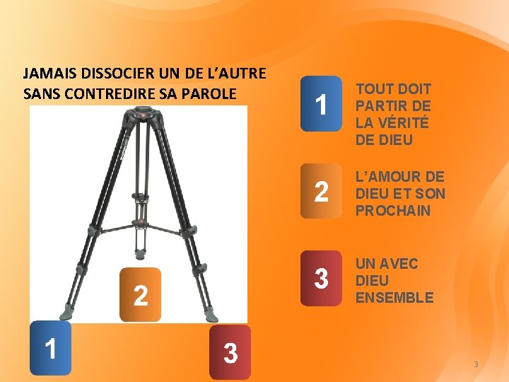 JAMAIS DISSOCIER UN DE L’AUTRE SANS CONTREDIRE SA PAROLE 1 TOUT DOIT PARTIR DE