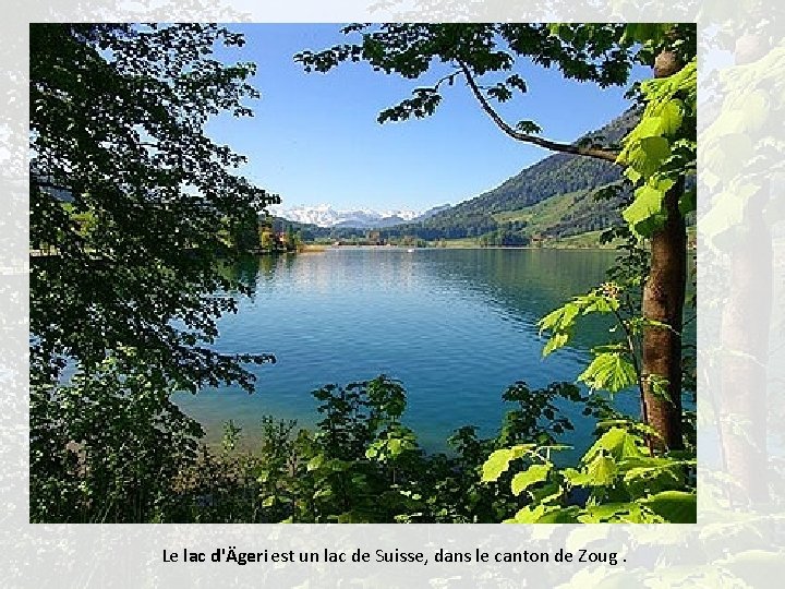 Le lac d'Ägeri est un lac de Suisse, dans le canton de Zoug. 