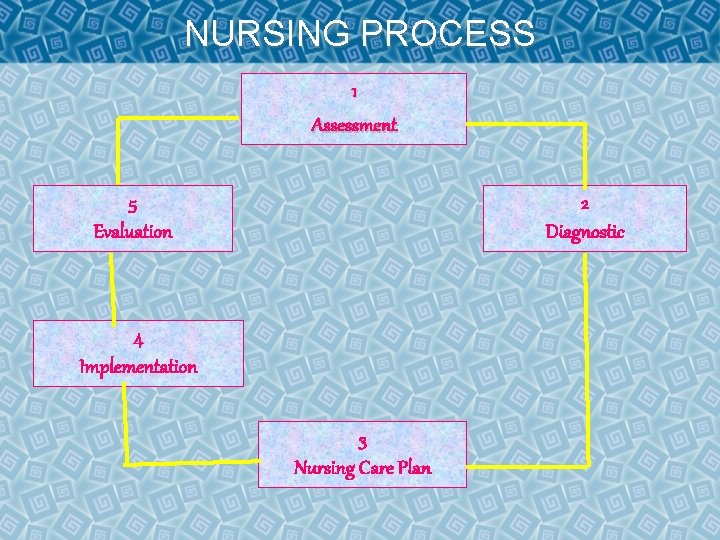 NURSING PROCESS 1 Assessment 5 Evaluation 2 Diagnostic 4 Implementation 3 Nursing Care Plan