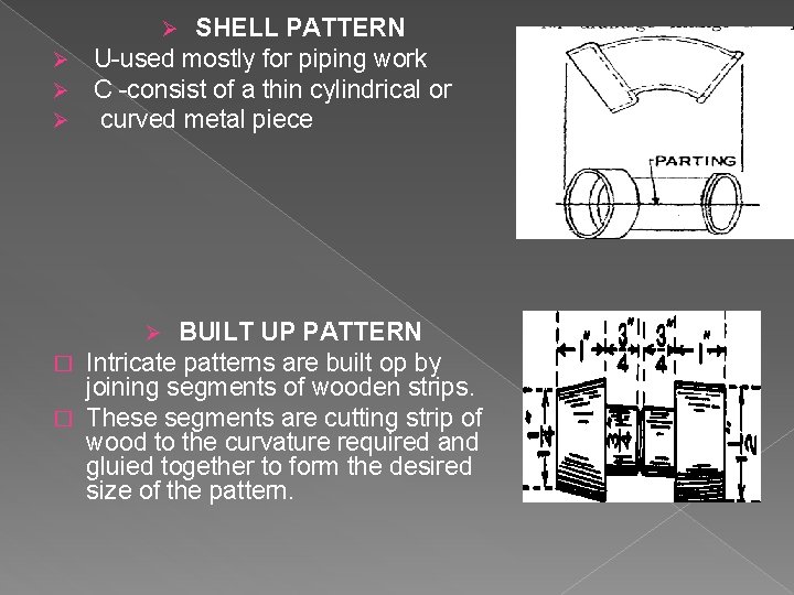 SHELL PATTERN Ø U-used mostly for piping work Ø C -consist of a thin
