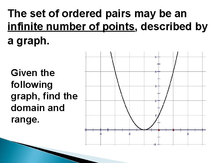 The set of ordered pairs may be an infinite number of points, described by