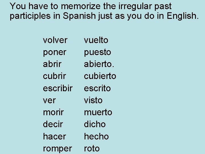 You have to memorize the irregular past participles in Spanish just as you do