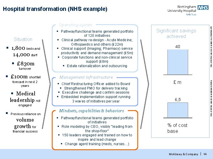 Hospital transformation (NHS example) ▪ Situation ▪ § 1, 800 beds and 14, 000 Hospital transformation (NHS example) ▪ Situation ▪ § 1, 800 beds and 14, 000