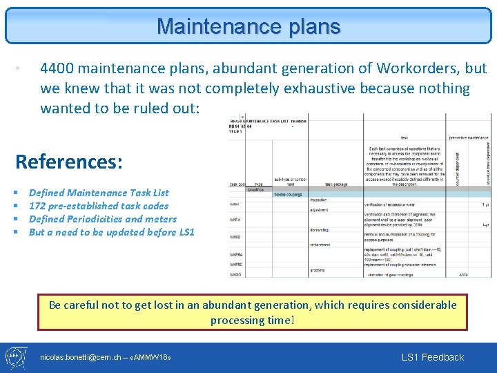 Maintenance plans • 4400 maintenance plans, abundant generation of Workorders, but we knew that