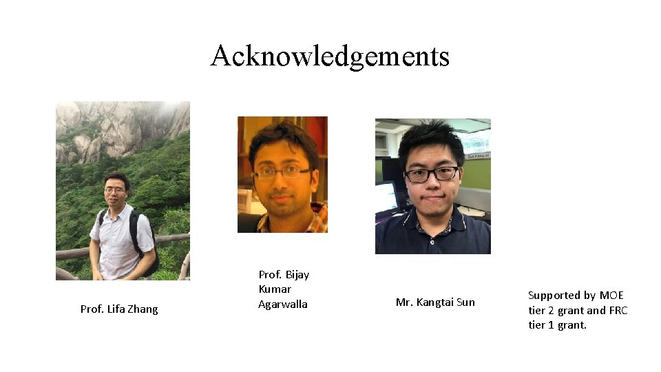 Acknowledgements Prof. Lifa Zhang Prof. Bijay Kumar Agarwalla Mr. Kangtai Sun Supported by MOE