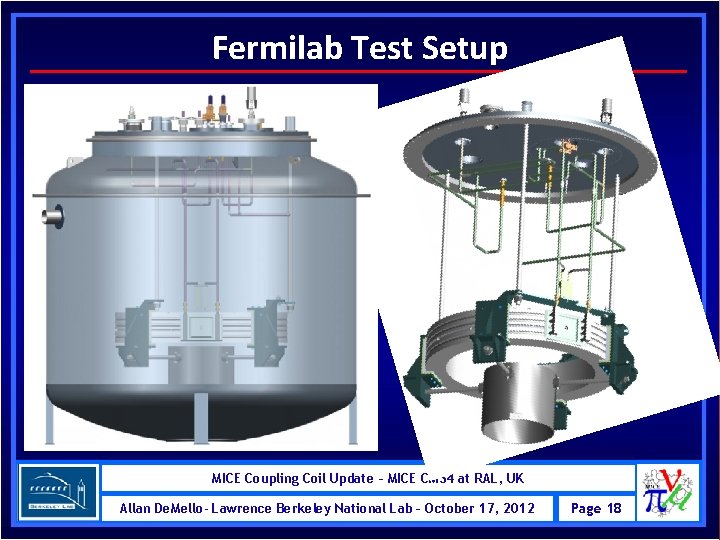 Fermilab Test Setup MICE Coupling RFCC Module MICE Schedule RAL, UK MICE Coil–Update –