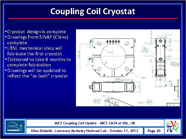 Coupling Coil Cryostat • Cryostat design is complete • Drawings from SINAP (China) complete