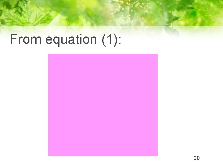 From equation (1): 20 