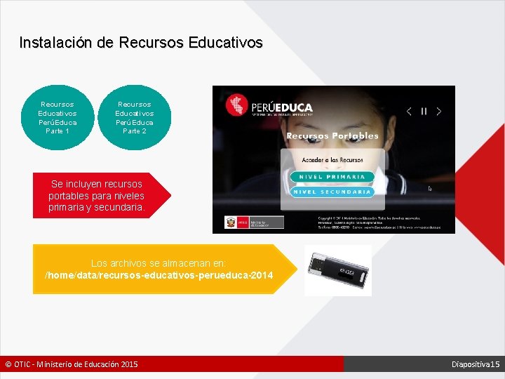 Instalación de Recursos Educativos PerúEduca Parte 1 Recursos Educativos PerúEduca Parte 2 Se incluyen