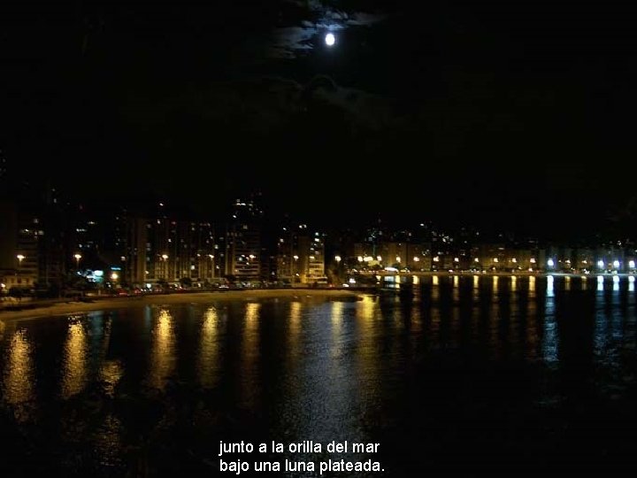 junto a la orilla del mar bajo una luna plateada. junto a la orilla del mar bajo una luna plateada.