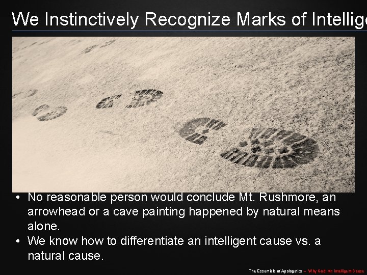 We Instinctively Recognize Marks of Intellige • No reasonable person would conclude Mt. Rushmore,