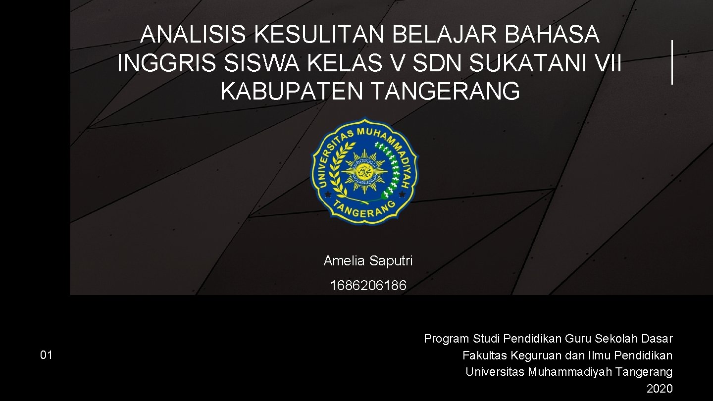 ANALISIS KESULITAN BELAJAR BAHASA INGGRIS SISWA KELAS V SDN SUKATANI VII KABUPATEN TANGERANG Amelia