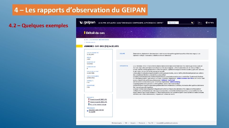 4 – Les rapports d’observation du GEIPAN 4. 2 – Quelques exemples 