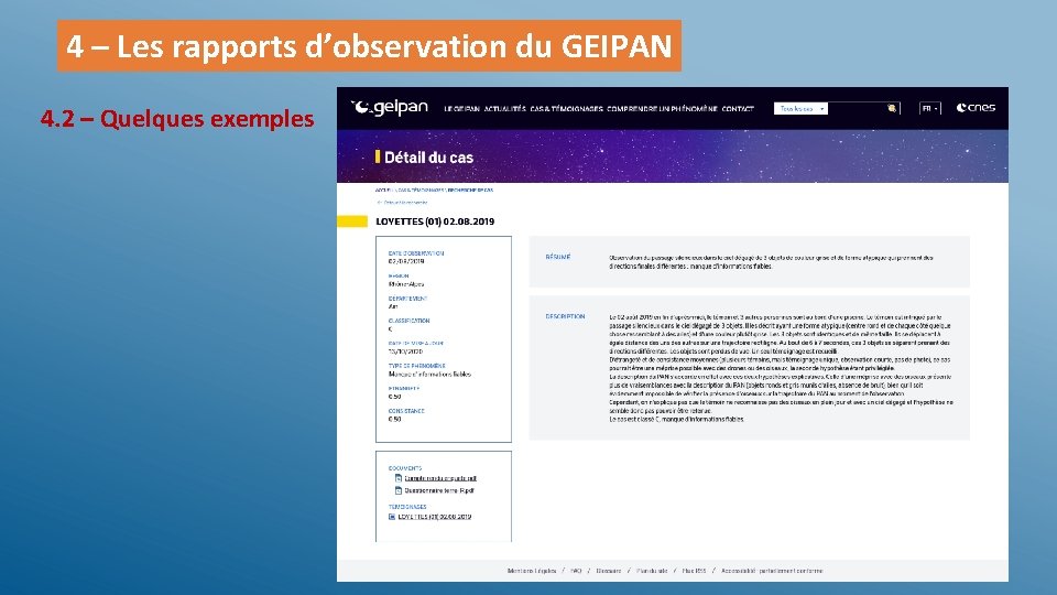 4 – Les rapports d’observation du GEIPAN 4. 2 – Quelques exemples 
