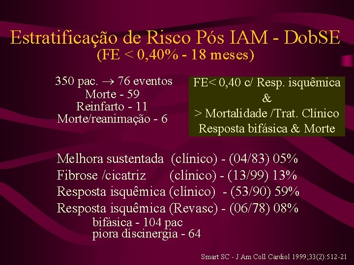 Estratificação de Risco Pós IAM - Dob. SE (FE < 0, 40% - 18