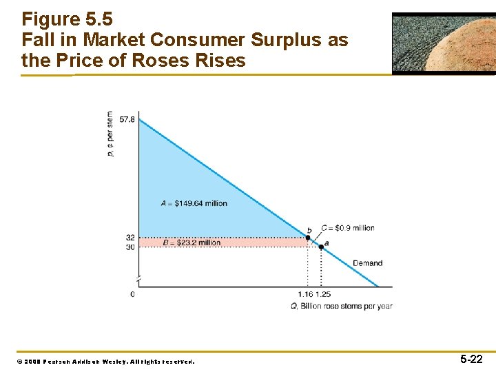 Figure 5. 5 Fall in Market Consumer Surplus as the Price of Roses Rises