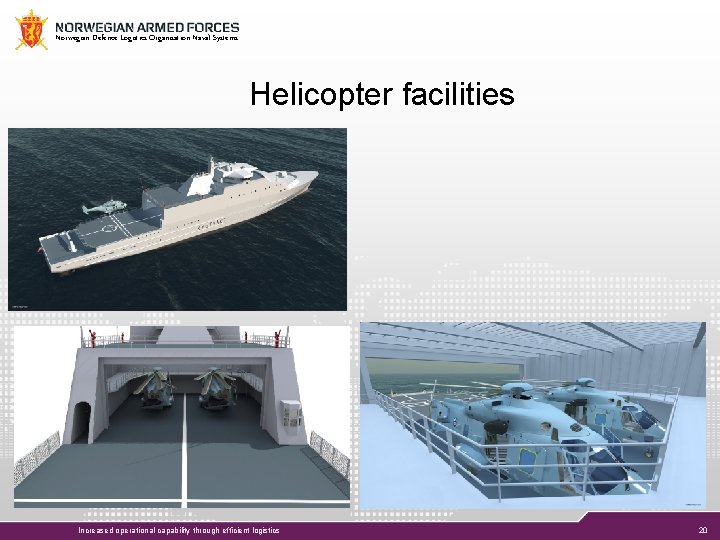 Norwegian Defence Logistics Organisation Naval Systems Helicopter facilities Increased operational capability through efficient logistics