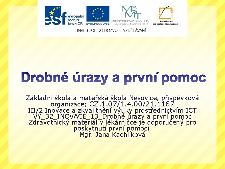 Základní škola a mateřská škola Nesovice, příspěvková organizace; CZ. 1. 07/1. 4. 00/21. 1167