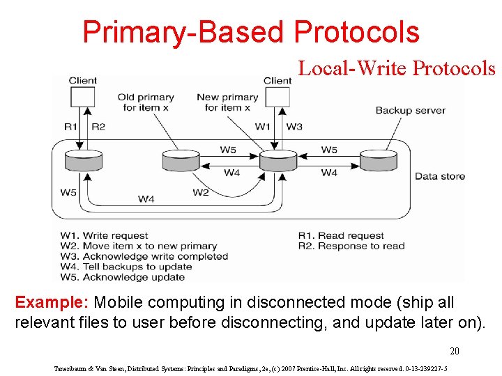 Primary-Based Protocols Local-Write Protocols Example: Mobile computing in disconnected mode (ship all relevant files