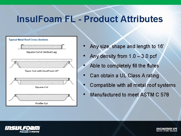 Insul. Foam FL - Product Attributes • Any size, shape and length to 16’