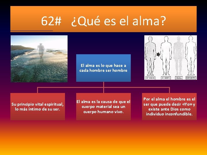 62# ¿Qué es el alma? El alma es lo que hace a cada hombre