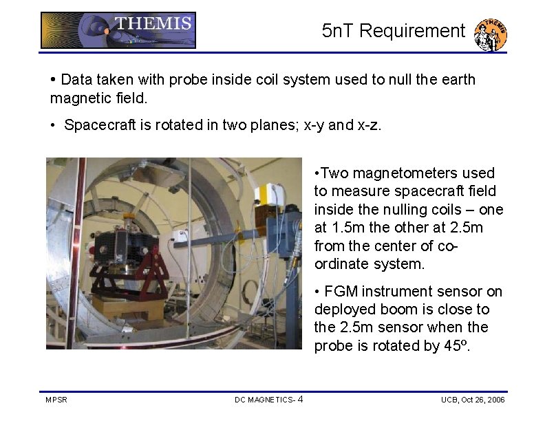 5 n. T Requirement • Data taken with probe inside coil system used to