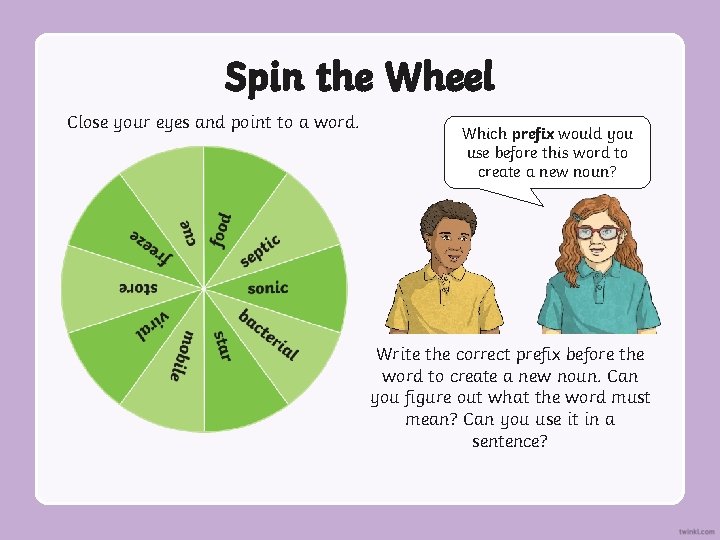Spin the Wheel Close your eyes and point to a word. Which prefix would Spin the Wheel Close your eyes and point to a word. Which prefix would