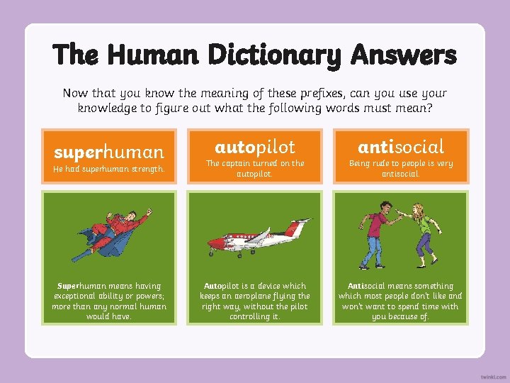 The Human Dictionary Answers Now that you know the meaning of these prefixes, can The Human Dictionary Answers Now that you know the meaning of these prefixes, can