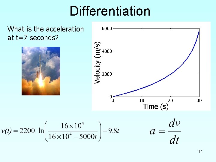 Differentiation What is the acceleration at t=7 seconds? 11 