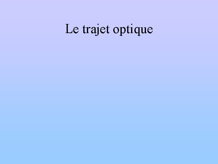 Le trajet optique 