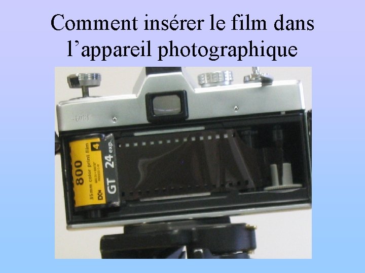 Comment insérer le film dans l’appareil photographique 